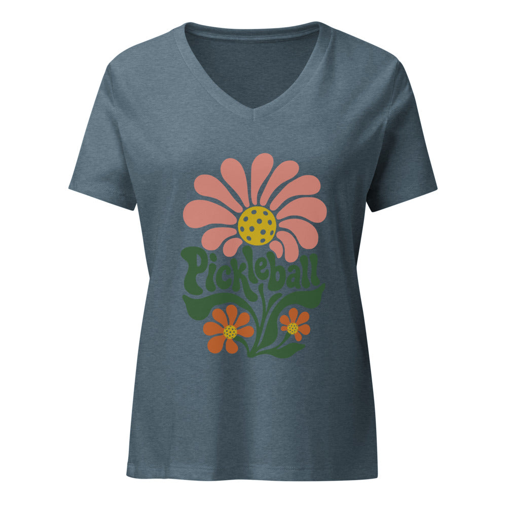 Pickleball Flower Child — Women’s V-Neck T-Shirt
