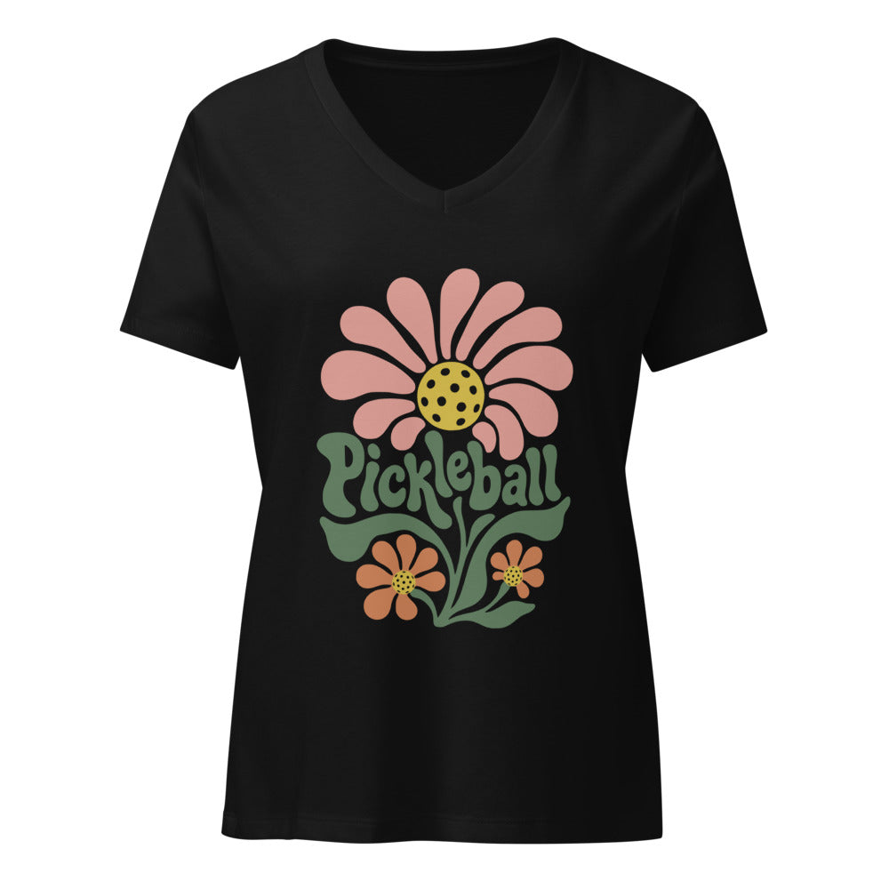 Pickleball Flower Child — Women’s V-Neck T-Shirt