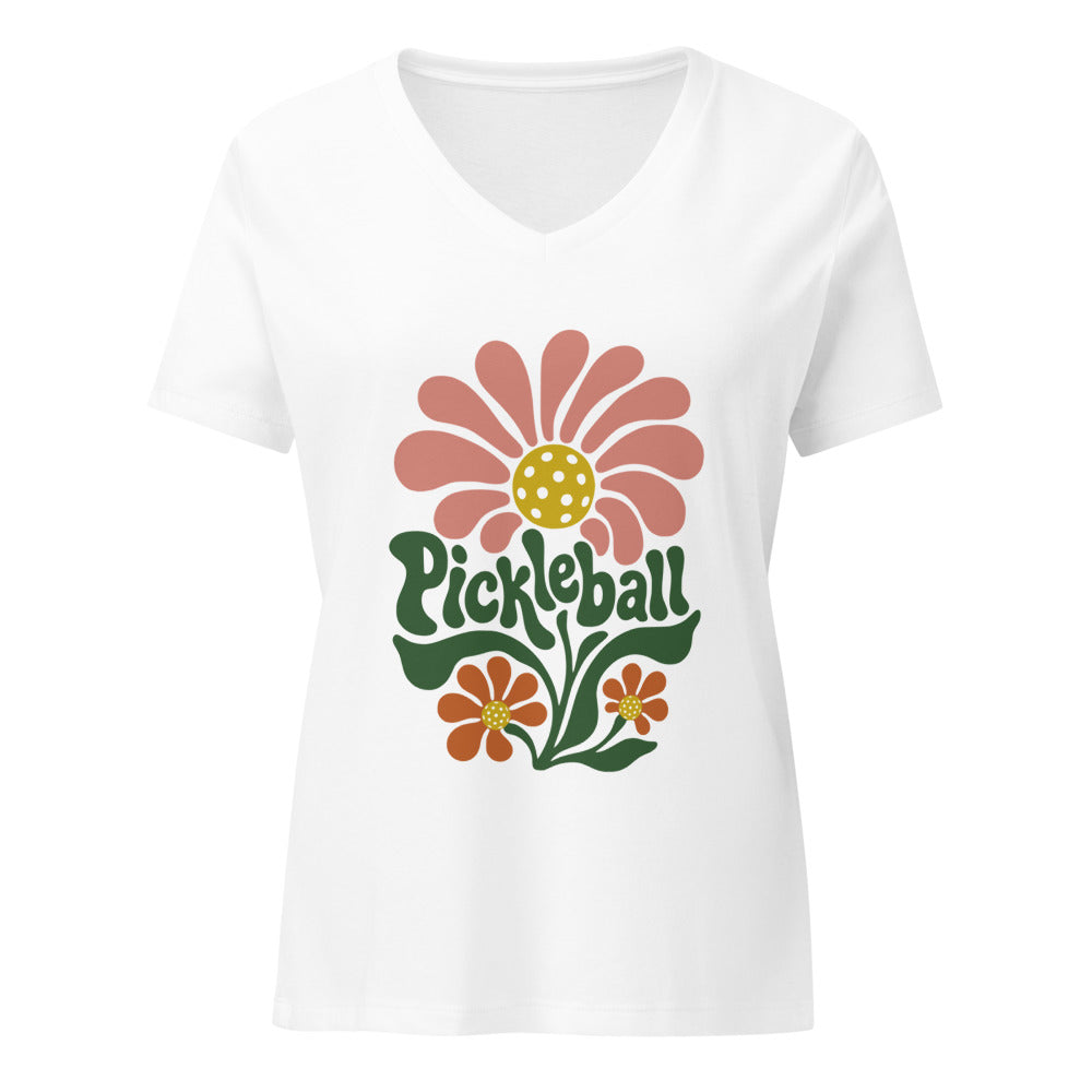 Pickleball Flower Child — Women’s V-Neck T-Shirt